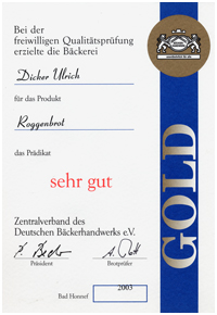 Urkunde 2003 Roggenbrot