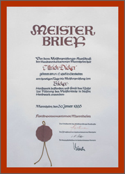 Meisterbrief Ulrich Dicker